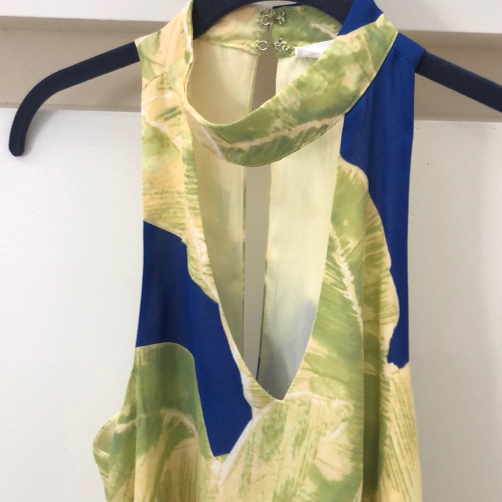 Gently used boutique palm tree/ leaf collar dress